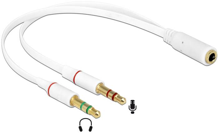 Delock 65585 Klinke Audio Anschlusskabel [1x Klinkenbuchse 3.5 mm - 2x Klinkenstecker 3.5 mm] 20 cm Weiß-2