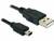 Zwei USB-Kabel: links ein Mini-USB und rechts ein Standard-USB, beide in Schwarz.