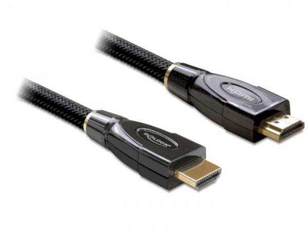 Delock HDMI Anschlusskabel HDMI-A Stecker 5 m Schwarz 82739 4K UHD, vergoldete Steckkontakte, dreifach geschirmt, verdrillt HDMI-Kabel