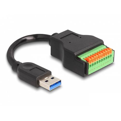 Thumbnail - Delock USB-Kabel USB 3.2 Gen1 USB-A Stecker, 10 Pin Terminalblock 0.15 m Schwarz, Grün 66240