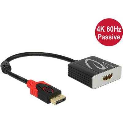 DisplayPort-zu-HDMI-Adapterkabel, schwarz mit rotem Stecker, für 4K bei 60Hz, passiv. Ideal für Monitore oder Fernseher.