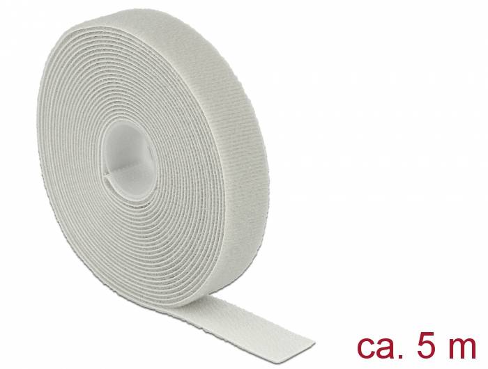 Delock 18280 Klett-Kabelmanager (L x B) 5 m x 20 mm Grau 1 St.