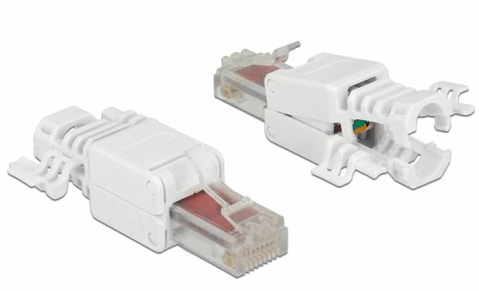 Thumbnail - Delock 86416 RJ45 Stecker Cat.6 UTP werkzeugfrei 2 Stück 86416 Weiß 1 St.