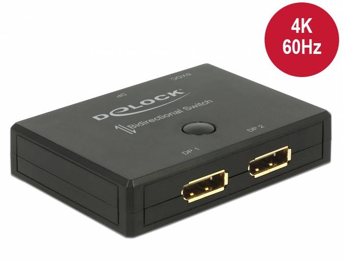 DeLock Displayport 2 - 1 Switch bidirectional 4K 60 Hz-0