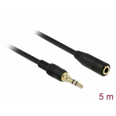 'Ein 3,5-mm-Klinken-Verlängerungskabel, 5 Meter lang, mit männlichem und weiblichem Anschluss, geeignet für Audioverbindungen.'