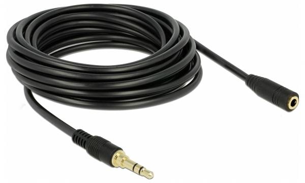 Delock 85590 Verbinder Audio Verlängerungskabel [1x Klinkenstecker 3.5 mm - 1x Klinkenbuchse 3.5 mm] 5 m Schwarz