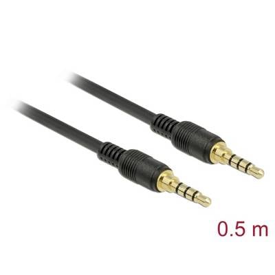 Zwei schwarze 3,5-mm-Audiokabel mit goldenen Anschlüssen, Länge '0,5 m'.
