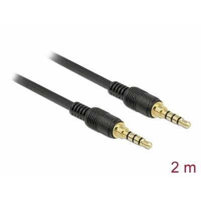 Zwei schwarze 3,5-mm-Audiokabel mit goldenen Steckern. Länge: 2 Meter. Geeignet für Audioverbindungen zwischen Geräten.