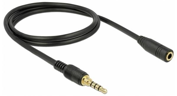 Delock 85629 Verbinder Audio Verlängerungskabel [1x Klinkenstecker 3.5 mm - 1x Klinkenbuchse 3.5 mm] 1 m Schwarz