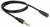Schwarzes Audiokabel mit einem 3,5-mm-TRRS-Stecker und einer Buchse, geeignet zur Audioverlängerung oder Verbindung von Geräten.