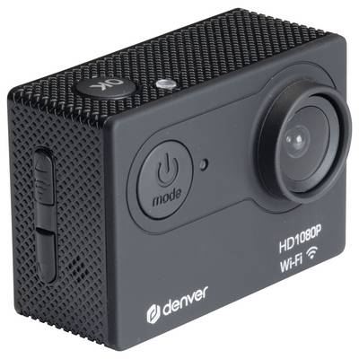 Eine schwarze Action-Kamera mit der Aufschrift 'HD1080P' und 'WiFi' auf der Vorderseite. Rechts ist die Linse sichtbar.