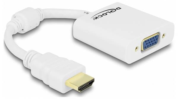 Delock 65346 HDMI / VGA Adapter [1x HDMI-Stecker - 1x VGA-Buchse] Weiß mit Ferritkern 12 cm