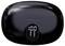 Schwarzes, ovales Ladecase mit digitaler Anzeige. Zeigt '100' in der Mitte, darunter 'L R' für linke und rechte Ohrhörer.