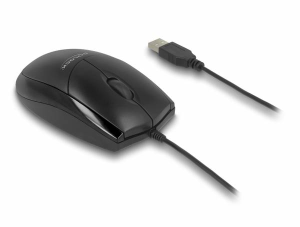 Delock 12106  Maus USB   Optisch Schwarz 3 Tasten 1200 dpi Geräuscharme Tasten