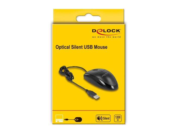 Delock 12106 Maus USB Optisch Schwarz 3 Tasten 1200 dpi Geräuscharme Tasten-2