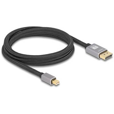 Ein schwarzes Kabel mit einem DisplayPort- und einem Mini-DisplayPort-Stecker für Bildschirme mit hoher Auflösung.