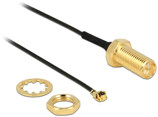 Delock WLAN-Antennen Anschlusskabel [1x RPSMA-Buchse - 1x IPEX-Stecker] 0.1 m Schwarz