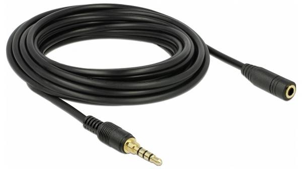 Delock 85635 Verbinder Audio Verlängerungskabel [1x Klinkenstecker 3.5 mm - 1x Klinkenbuchse 3.5 mm] 5.00 m Schwarz