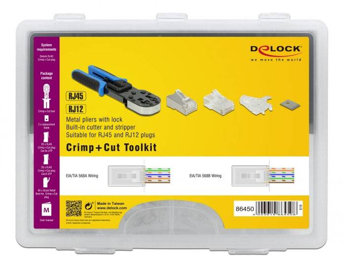 Delock 86450 Crimpzange Passend für (Netzwerk-Spezifikationen (CAT)): CAT 6, CAT 5e-4