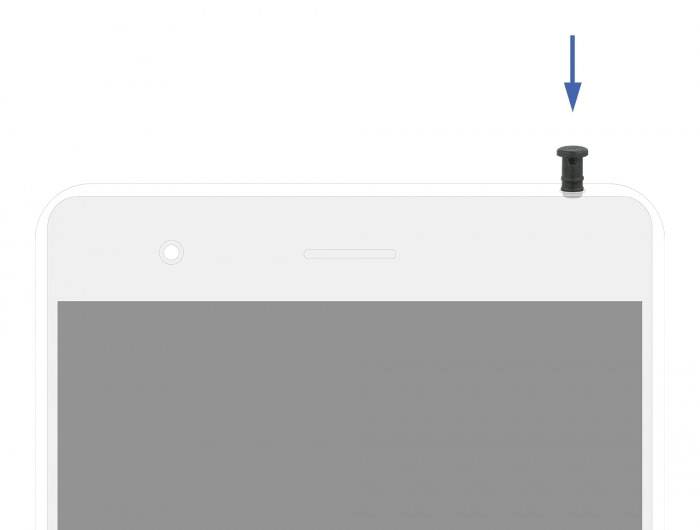 Ein Handy-Bildschirm mit einer Stecknadel oben rechts, die durch einen blauen Pfeil hervorgehoben wird.