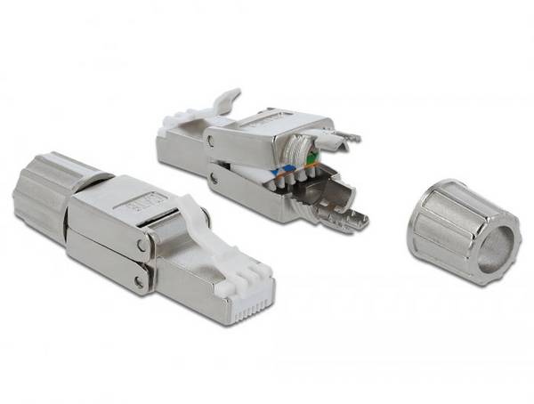 Delock 86476 RJ45 Stecker Cat.6 STP werkzeugfrei 86476 RJ45 Stecker Polzahl Sensoren 8P8C Grau 1 St.