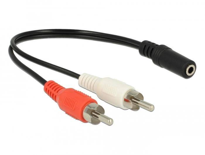 Delock 85806 Cinch / Klinke Audio Anschlusskabel [2x Cinch-Stecker - 1x Klinkenbuchse 3.5 mm] 0.2 m Schwarz, Rot, Weiß-1
