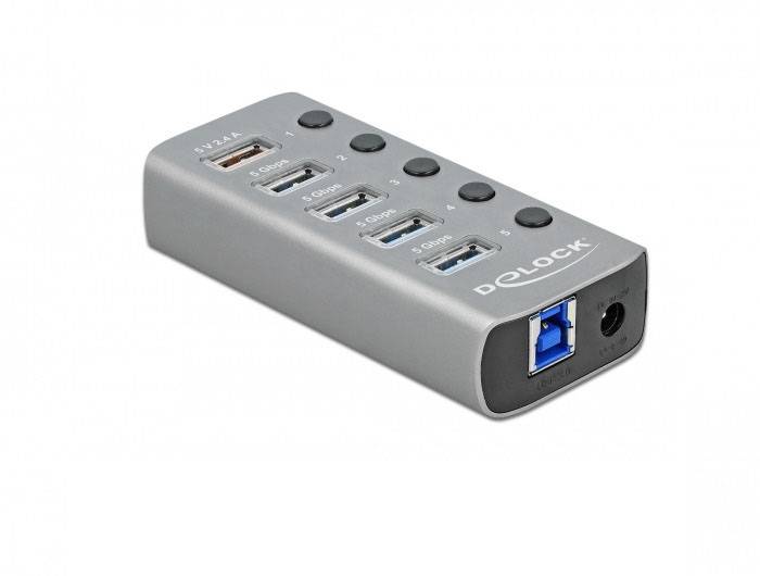 Delock 63263 USB-Hub 4 Port USB-A USB 3.1 Gen1 5 GBit/s Grau 63263-2