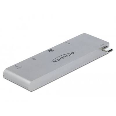 Delock 64078 USB-Hub 2+1 Port USB-A, USB-C®, SD, microSD USB 3.2 Gen1 5 GBit/s mit USB-C® Stecker Grau 64078-0
