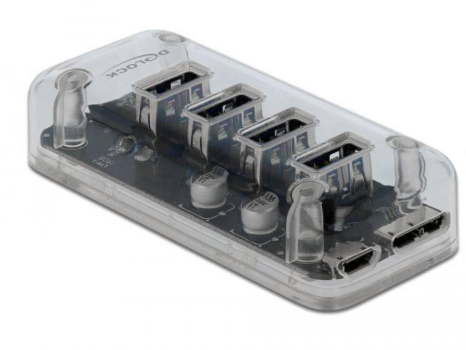 Thumbnail - Delock 64087 USB-Hub 4 Port USB-A USB 3.2 Gen1 5 GBit/s Transparent 64087