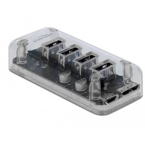 Thumbnail - Delock 64087 USB-Hub 4 Port USB-A USB 3.2 Gen1 5 GBit/s Transparent 64087