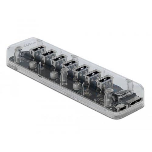 Thumbnail - Delock 64088 USB-Hub 7 Port USB-A USB 3.2 Gen1 5 GBit/s Transparent 64088