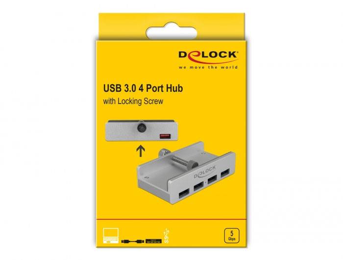 Delock 64046 USB-Hub 4 Port USB-A USB 3.2 Gen1 5 GBit/s Silber 64046-5