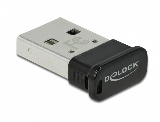 Ein USB-Adapter mit schwarzer und silberner Farbgebung, markiert mit 'DELOCK'.
