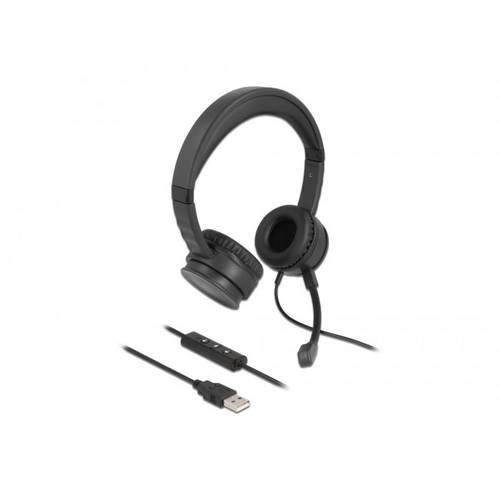 Thumbnail - Delock 27180 On Ear Headset kabelgebunden Schwarz Headset Telefon