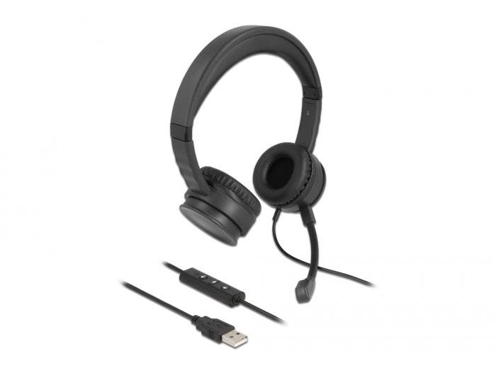 Delock 27180 On Ear Headset kabelgebunden Stereo Schwarz Headset Telefon-1