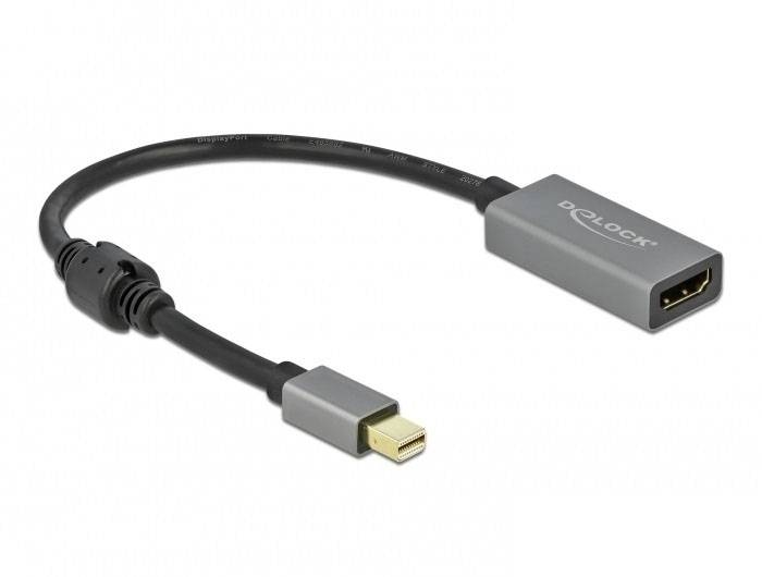 'Kabeladapter von Mini DisplayPort auf HDMI, grau, mit kurzem Kabel. Geeignet für die Verbindung von Geräten mit verschiedenen Anschlüssen.'