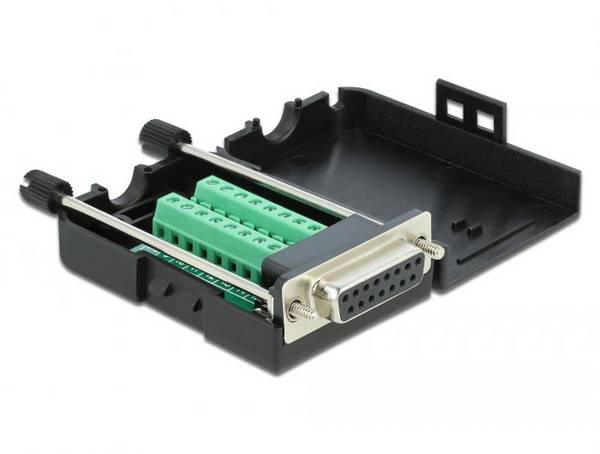 Delock 66567 VGA Adapter [1x D-SUB-Buchse 15pol. - 1x Buchse] Schwarz mit Knickschutztülle