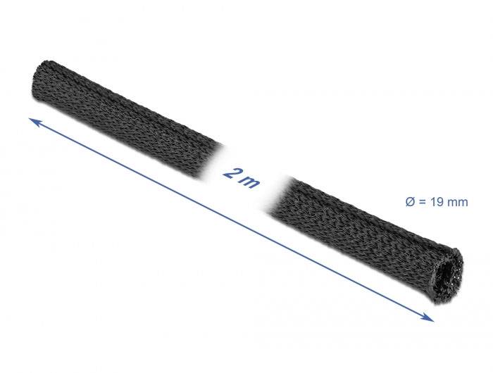 Delock Kabel-Bündelschlauch Polyester Schwarz (Ø x L) 19 mm x 2 m 1 St. 19179-2