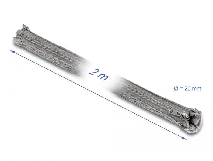 Delock 20830 20830 Geflechtschlauch Grau Polyester 2 m 15 mm (max) 1 St.-3