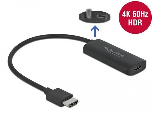 Delock 63251 HDMI / USB-C® Adapter [1x HDMI-Stecker - 1x USB-C® Buchse] Schwarz  0 mm