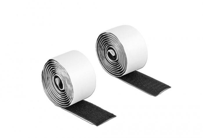 Thumbnail - Delock 19060 Klettband zum Aufkleben (L x B) 1 m x 25 mm Schwarz, Weiß 1 St.