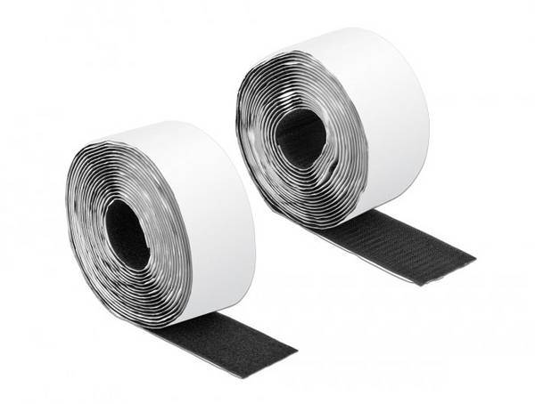 Delock 19073  Klettband zum Aufkleben  (L x B) 5 m x 50 mm Schwarz 1 St.