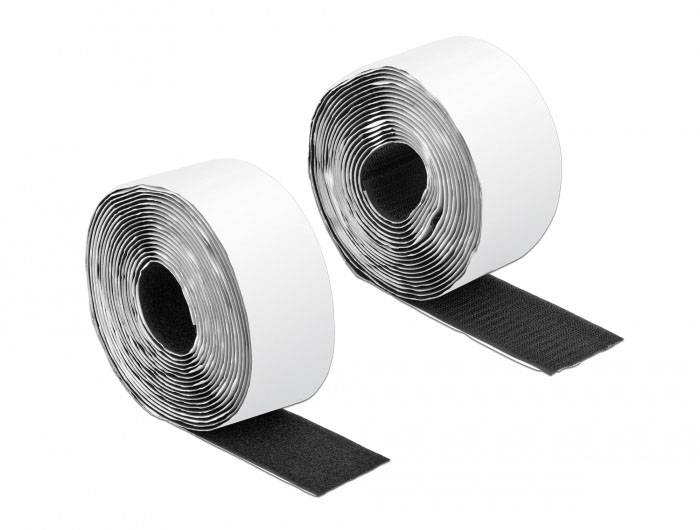 Delock 19073 Klettband zum Aufkleben (L x B) 5 m x 50 mm Schwarz 1 St.-1