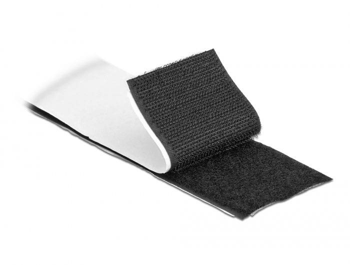 Delock 19073 Klettband zum Aufkleben (L x B) 5 m x 50 mm Schwarz 1 St.-3