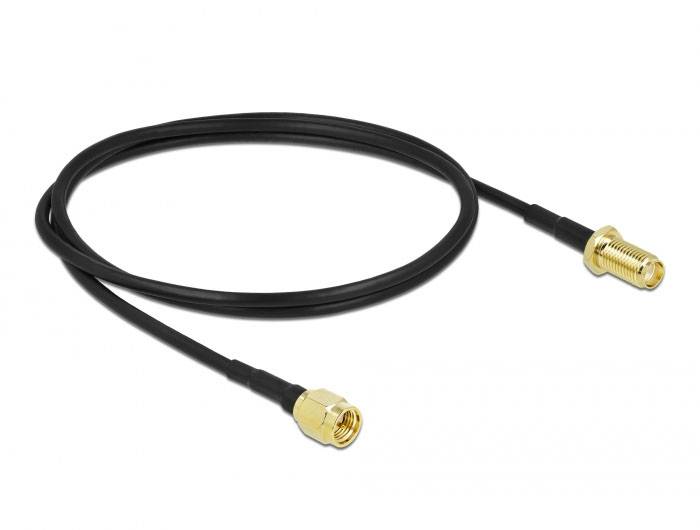 Delock WLAN-Antennen Anschlusskabel [1x SMA-Stecker - 1x SMA-Buchse] 0.9 m Schwarz-1