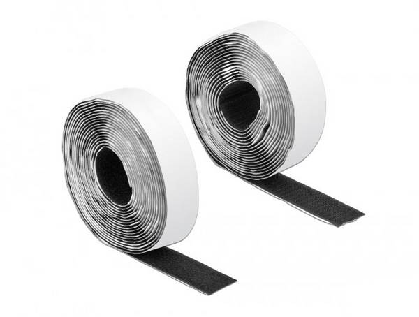 Delock 19072  Klettband zum Aufkleben  (L x B) 5 m x 25 mm Schwarz 1 St.