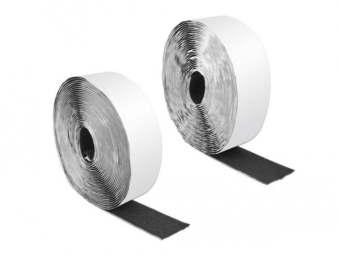 Delock 19094 Klettband zum Aufkleben (L x B) 10 m x 50 mm Schwarz 1 St.