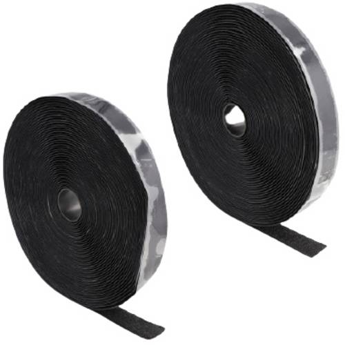 Delock 20857 Klettband zum Aufkleben (L x B) 15 m x 25 mm Schwarz 1 St.