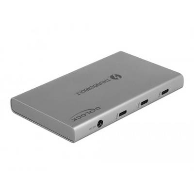 Delock 64157 USB-Hub 3+1 Port Thunderbolt 4, USB-A, DC-Buchse 3.5 mm Thunderbolt™ 4 40 GBit/s mit USB-C® Stecker Grau 64-0