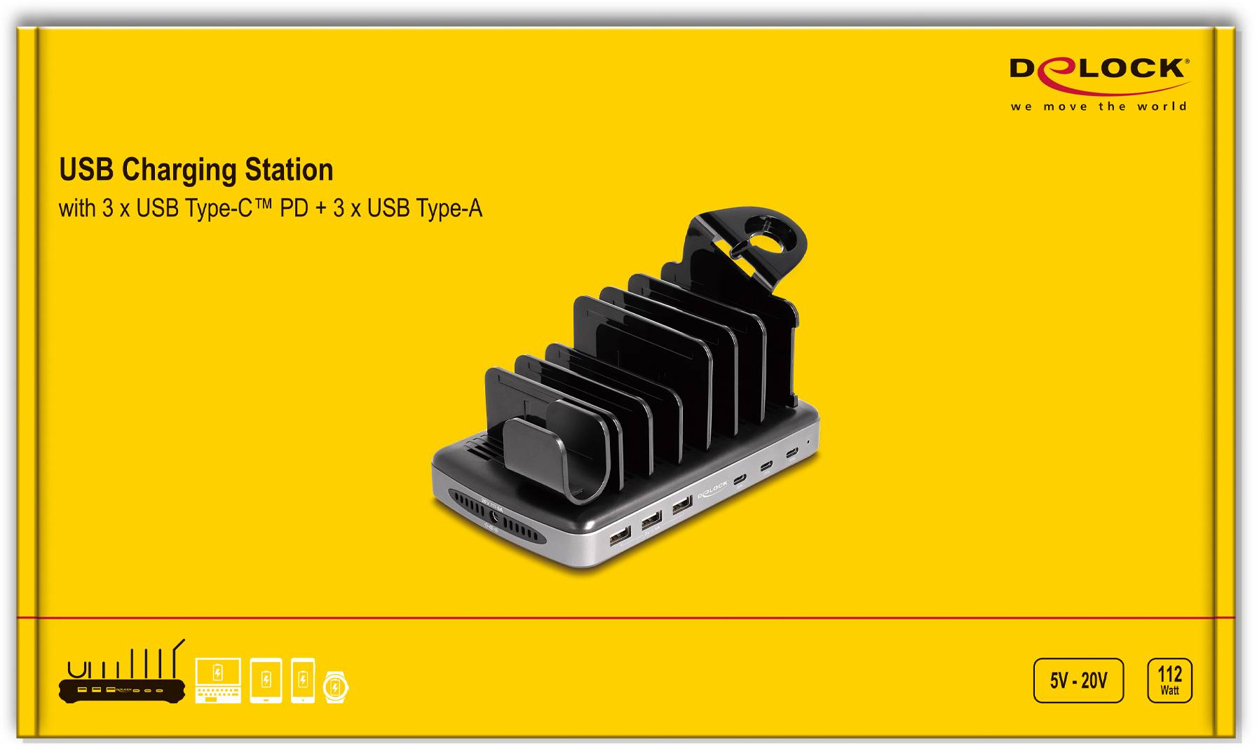 Delock 41461 USB Ladegerät 112 W USB-A, USB-C® USB PD Grau, Schwarz Steckdose USB Power Delivery (USB-PD)-6